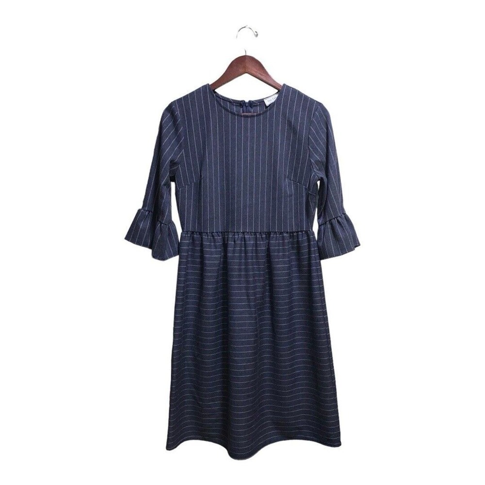 Black Pin Striped‎ Dress By Ces Femme Size Small. Poly/Spandex